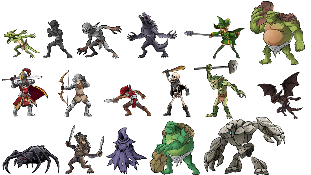 Isekai Adventure The Death King Character and Enemy Designs